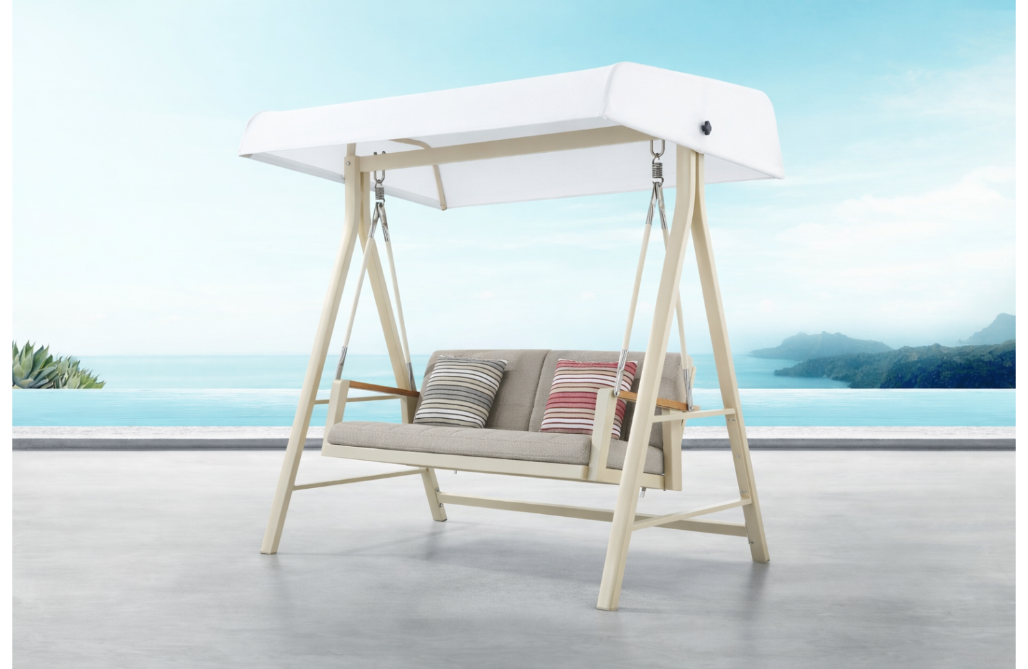 2-seater swing with canopy (with cushions) HIGOLD EMOTI 69776195 / TAUPE