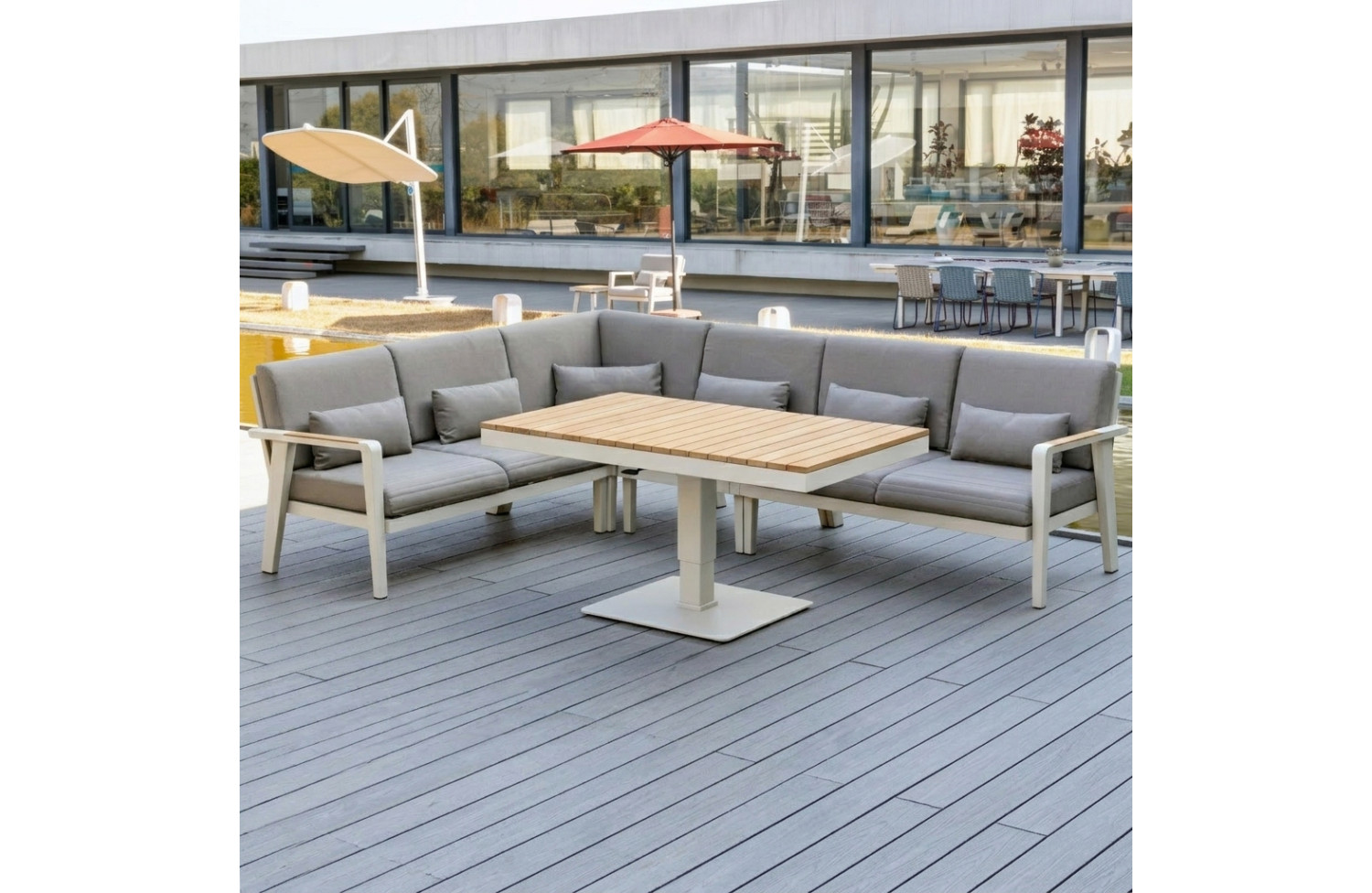 Zestaw narożny dla 5 osób (z poduszkami) HIGOLD EMOTI 697750 / TAUPE