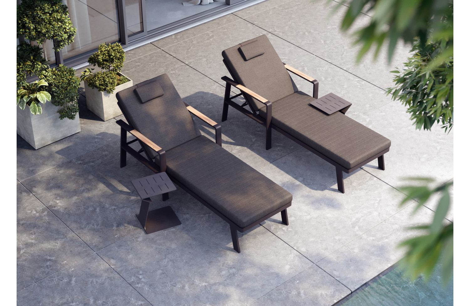 Chaise lounge (with cushions) HIGOLD NOFI 680151 / BLACK