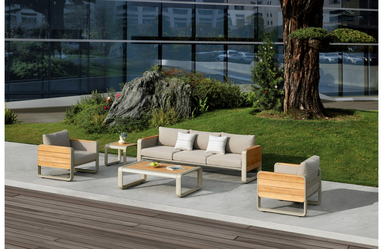 Lounge set (with cushions) HIGOLD NOTTINGHAM 207720 (20772001 (2 pcs) / 20772201 (1 pc) / 20774001 (1 pc) / TAUPE