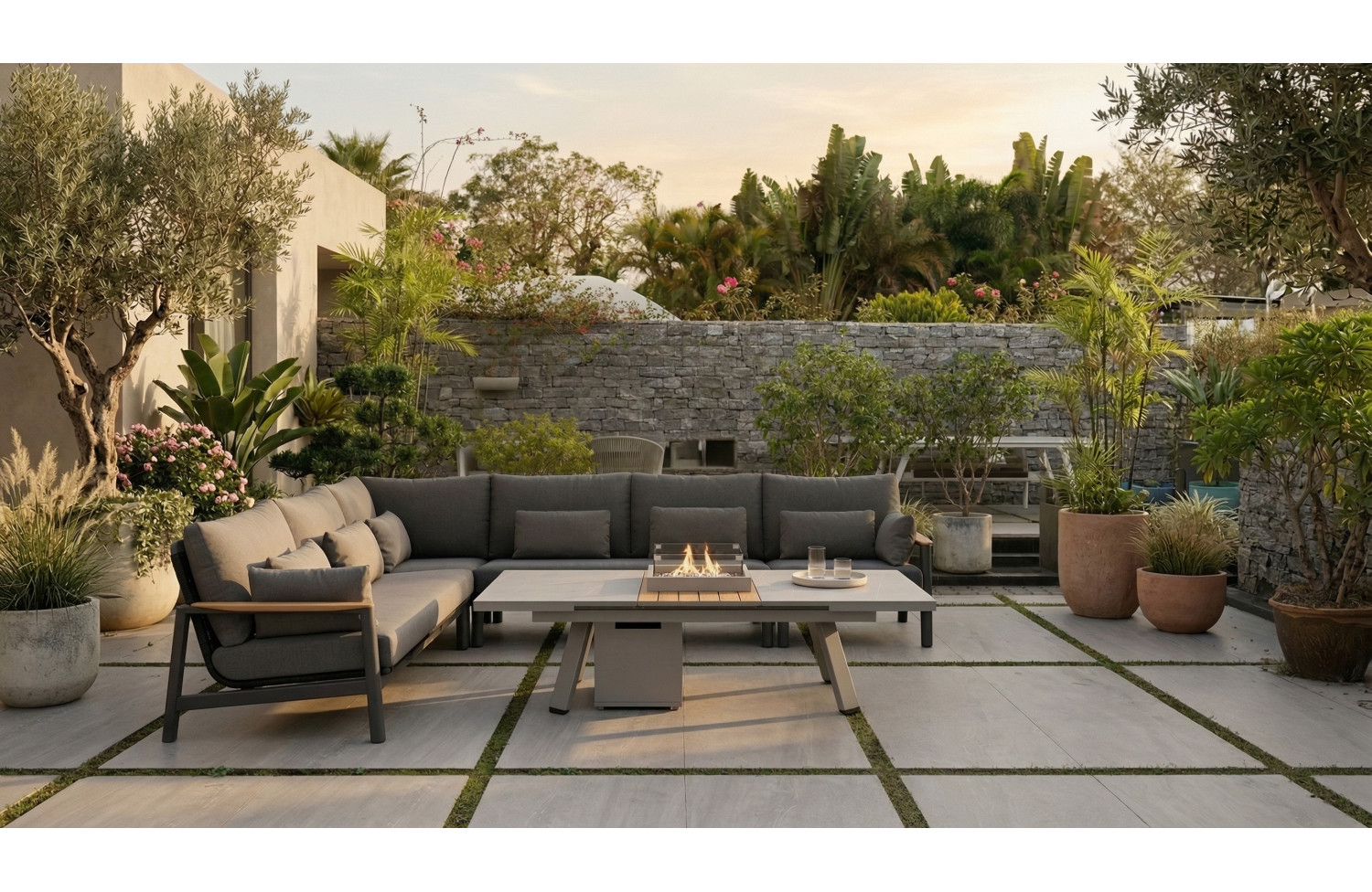 Zestaw narożny dla 5 osób (z poduszkami) SUNART REYNE SUN 72G SUN 73G SUN 74G SUN 75G / ANTHRACITE