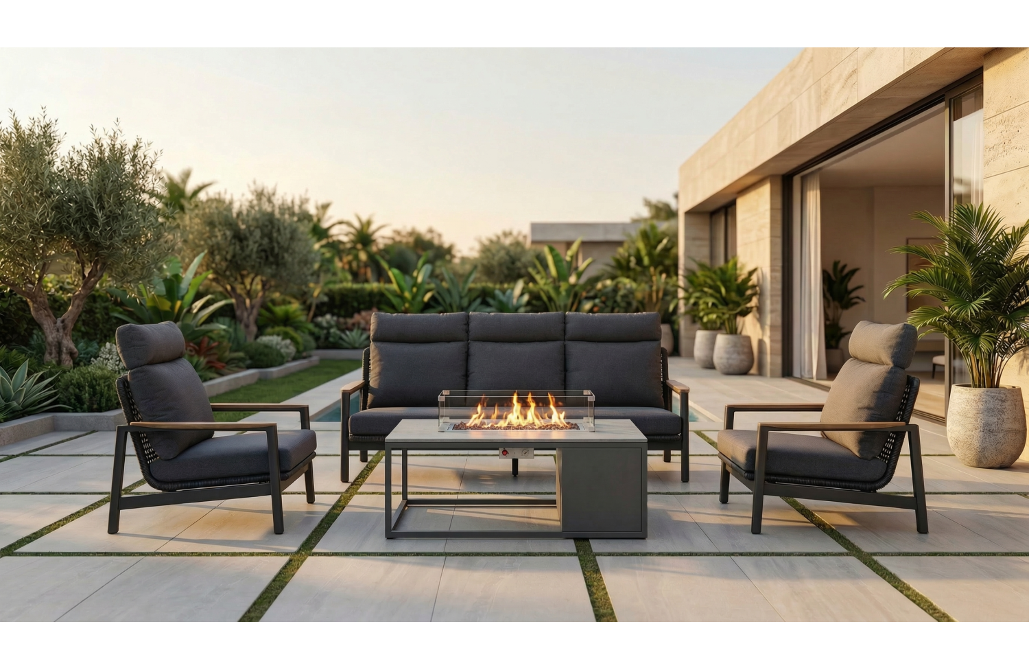 Lounge set (with cushions) SUNART REYNE SUN 71G SUN 70G / ANTHRACITE