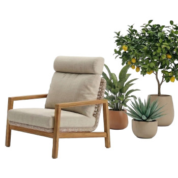 Lounge Armchair (with cushions) SUNART REYNE SUN 70N / NATURAL