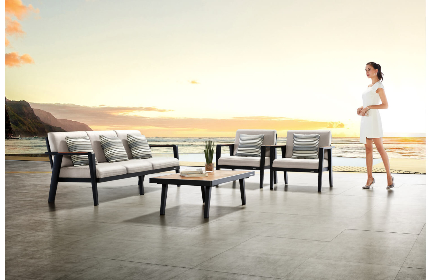 Zestaw wypoczynkowy dla 5 osób (z poduszkami) HIGOLD EMOTI 697720 / ANTHRACYTE