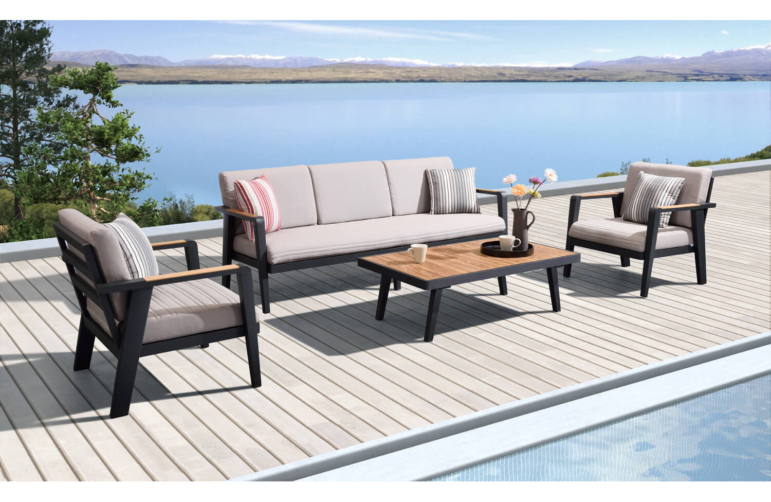 Zestaw wypoczynkowy dla 5 osób (z poduszkami) HIGOLD EMOTI 697720 / ANTHRACYTE