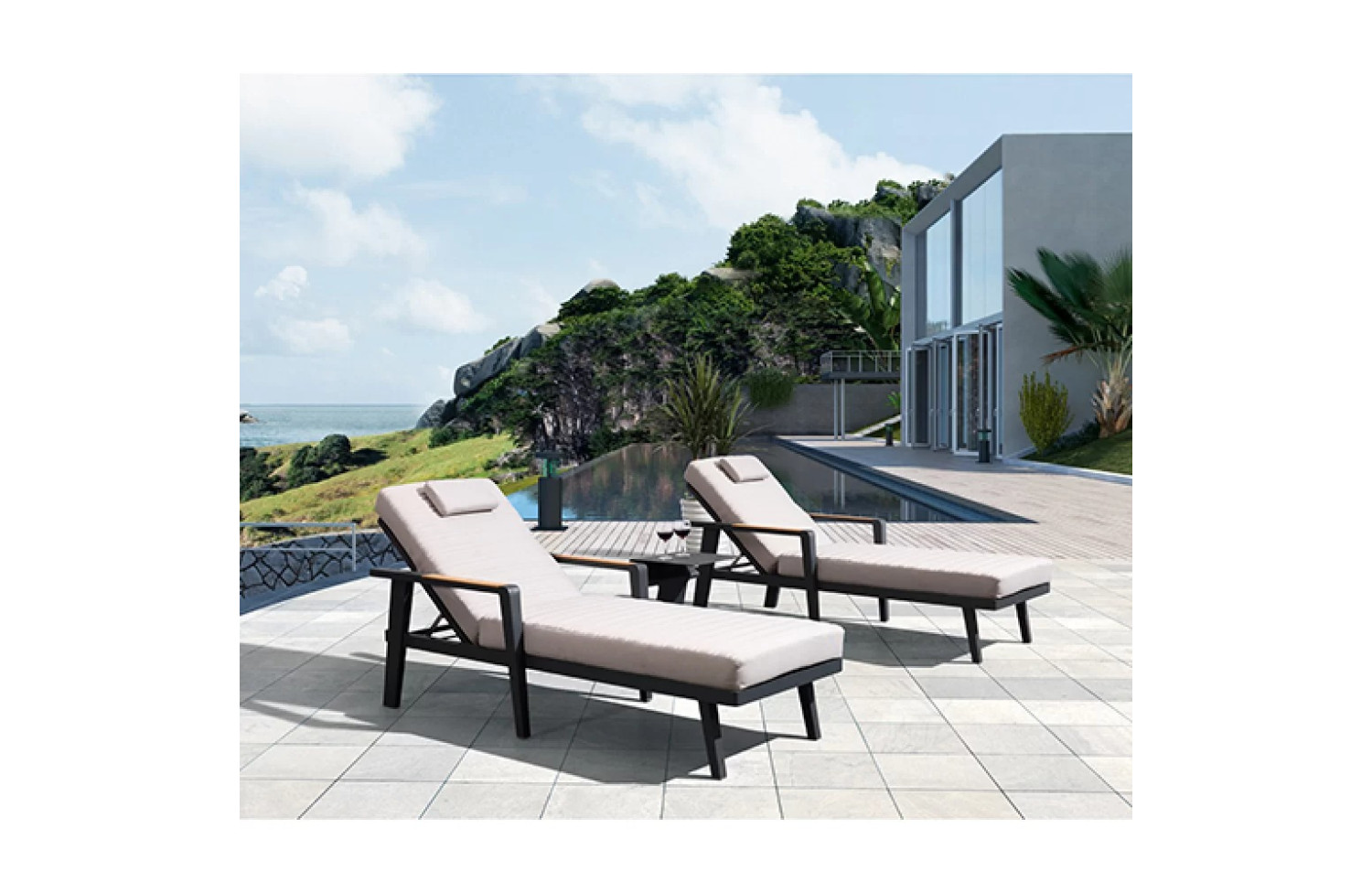 Комплект пляжний (з подушками) HIGOLD EMOTI 697770 / ANTHRACITE