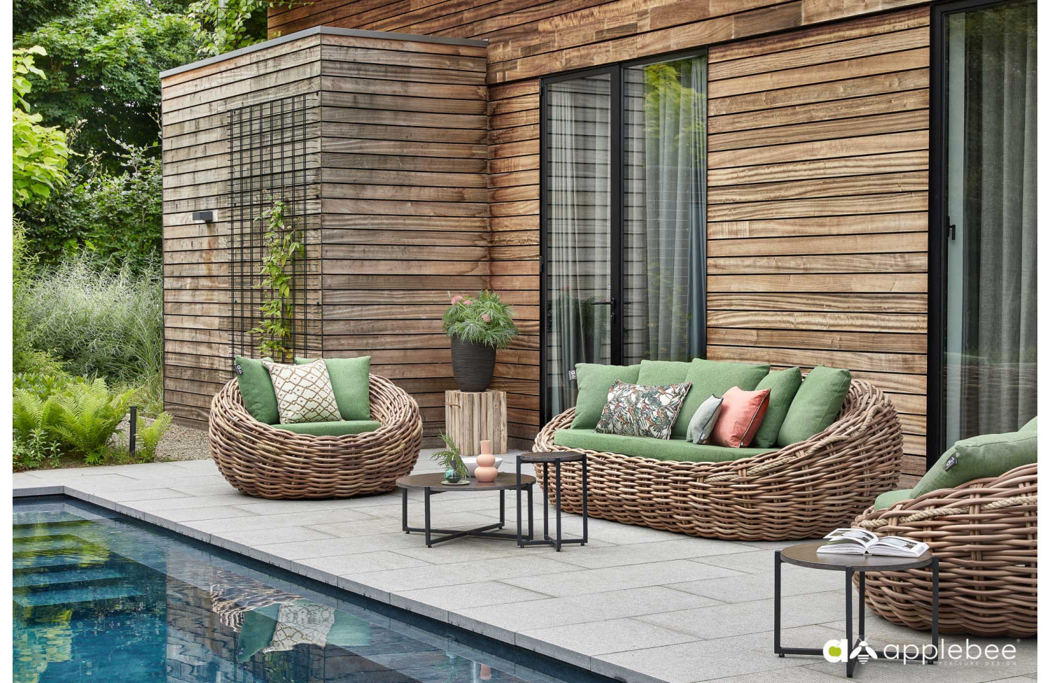 3-Seater Sofa (with cushions) APPLE BEE COCOON 18011B1-SF GREEN