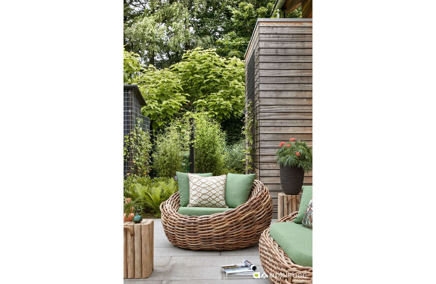 Lounge Armchair (with cushions) APPLE BEE COCOON 18011B1-LC GREEN