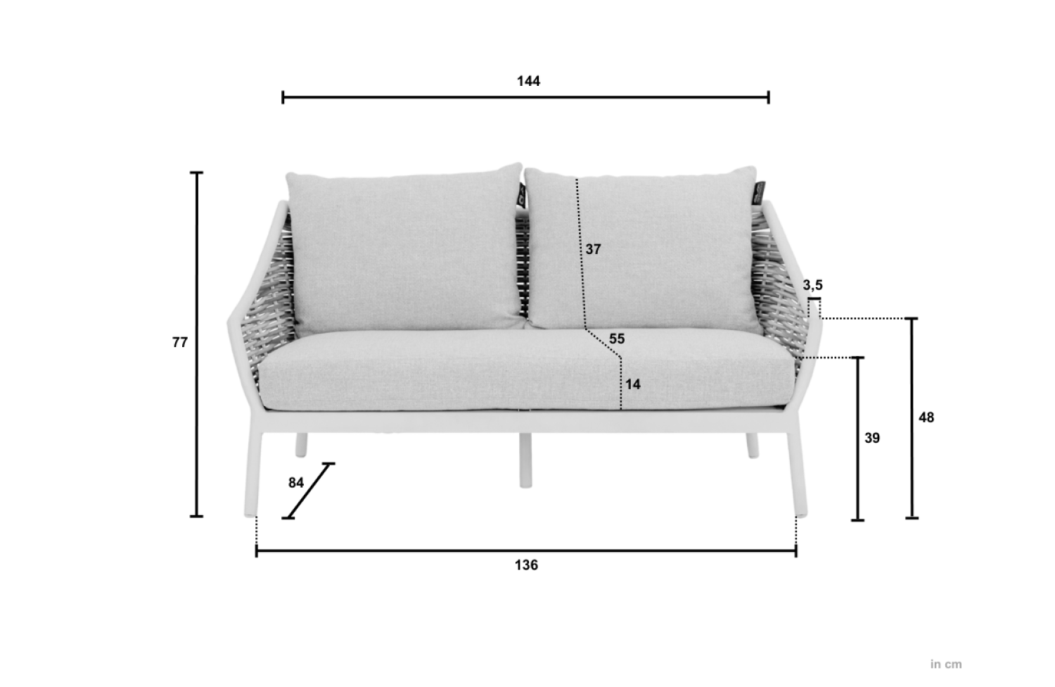 2-Seater sofa (with cushionss) APPLE BEE MILOU 72000242/BLACK