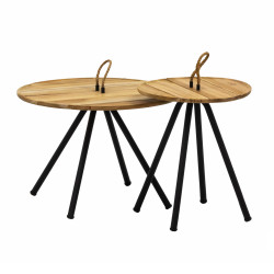 Set of 2 Coffee Tables d.60 + d.40 (teak) APPLE BEE ELLE 70001183