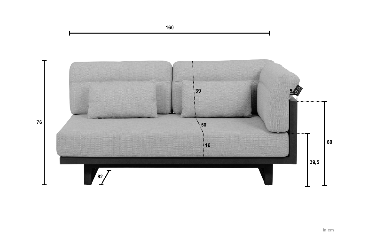 2-Seater Sofa with LEFT armrest (with cushions) APPLE BEE SANTORIRNI ROPE 72000085