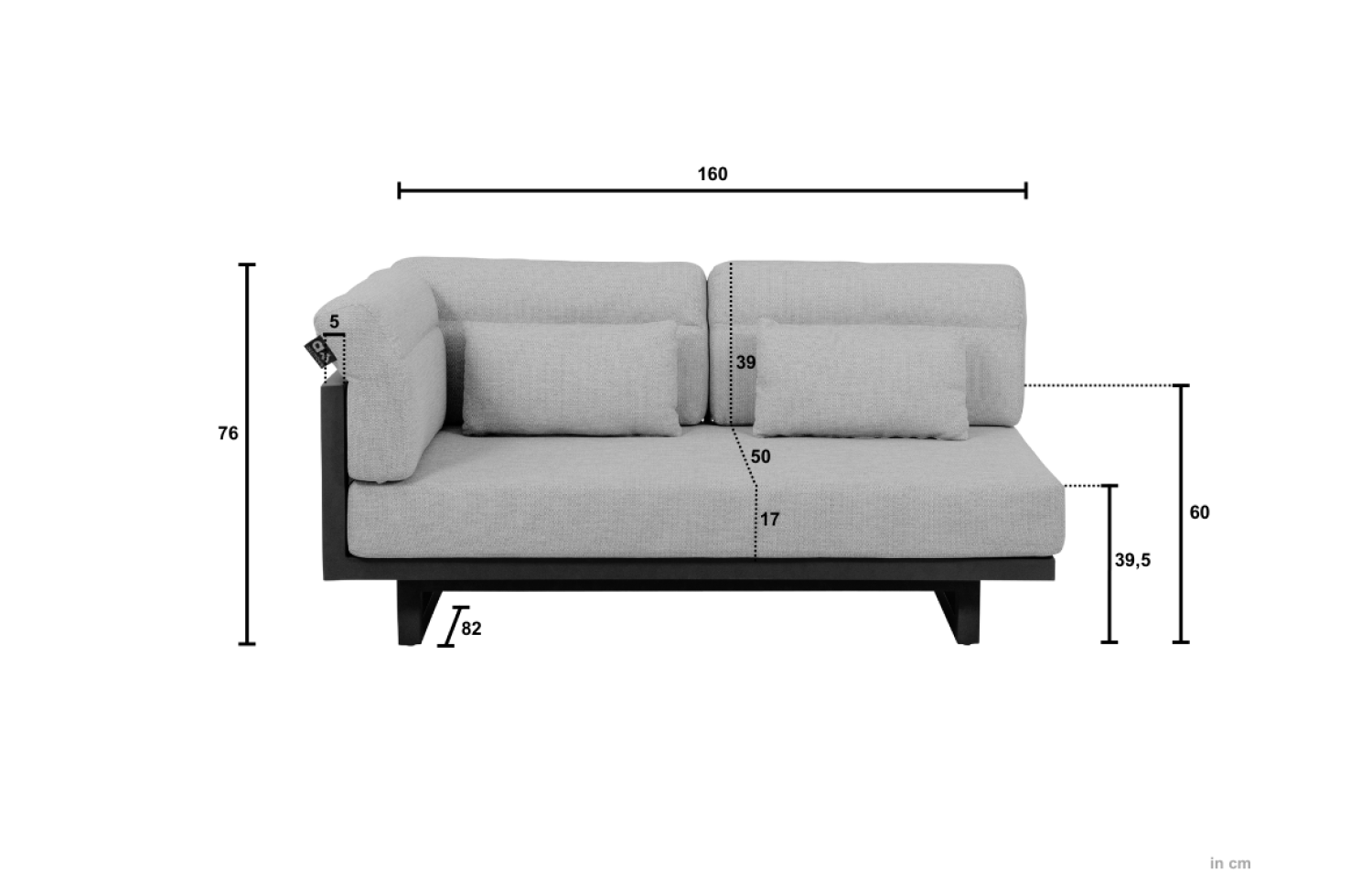 2-Seater Sofa with RIGHT armrest (with cuions) APPLE BEE SANTORIRNI ROPE 72000086