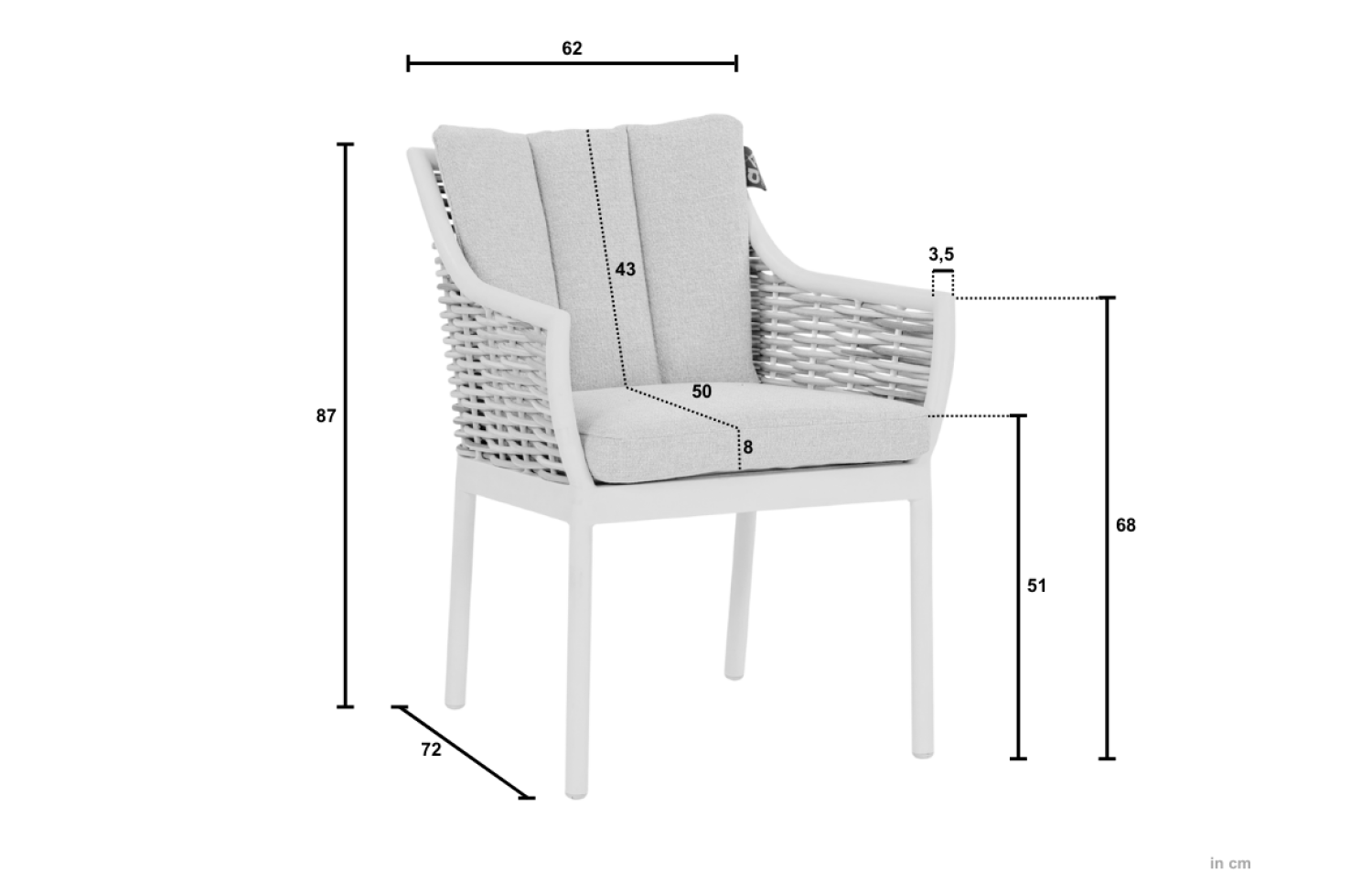 Dining Armchair (with cushions) APPLE BEE MILOU 70000661/WHITE