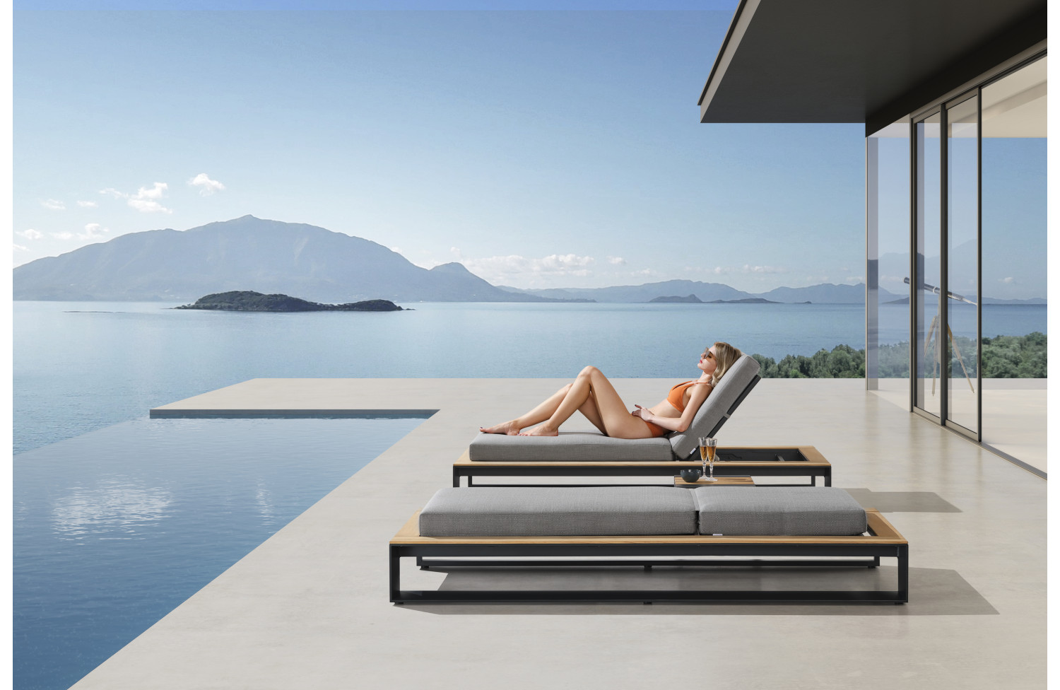 Sunlounger set (with cushions) HIGOLD CAMBUSA 2062120 / ANTHRACITE