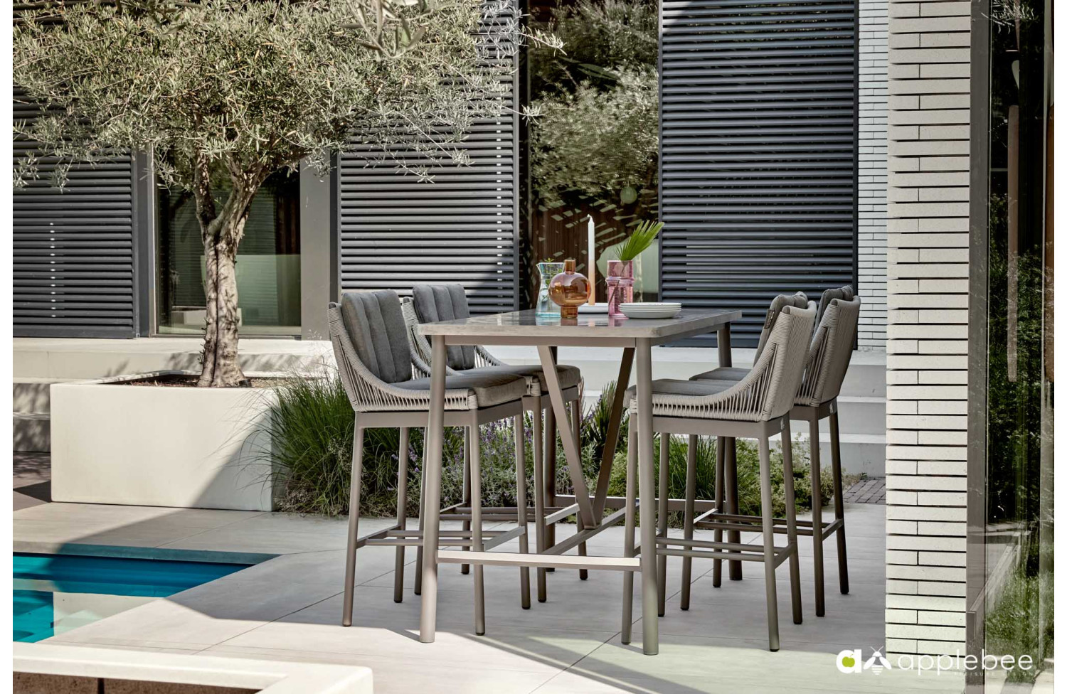 BIJOU Bar Stool (with cushions) APPLE BEE BIJOU 70001571 /TAUPE/GREY