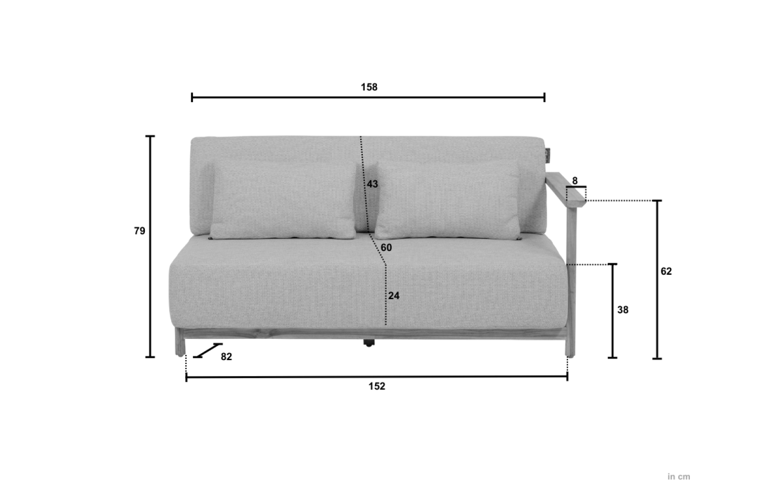 Sofa 2-osobowa z LEWYM podłokietnikiem (z poduszkami) APPLE BEE ST.LUCIA 72000088