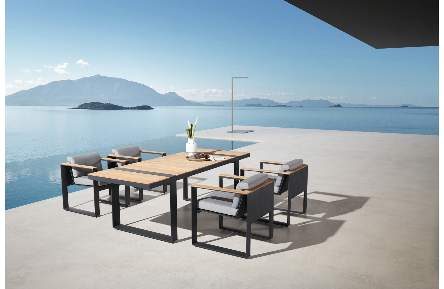 Zestaw do jadalni dla 6 osób (z poduszkami) HIGOLD CAMBUSA 2062140 / ANTHRACITE