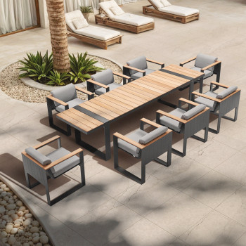 Zestaw do jadalni dla 8 osób (z poduszkami) HIGOLD CAMBUSA 2062150 / ANTHRACITE