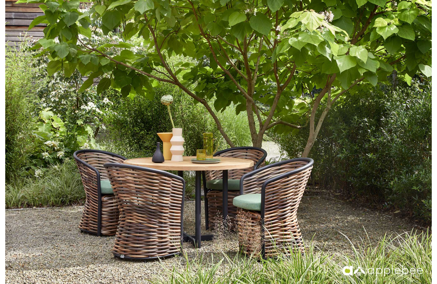 Krzesło z podłokietnikamil (z poduszkami) APPLE BEE 70000032 GREEN