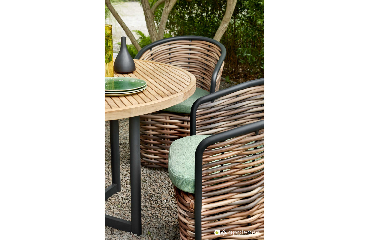 Krzesło z podłokietnikamil (z poduszkami) APPLE BEE 70000032 GREEN