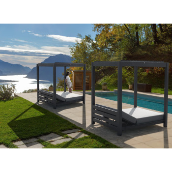 Ліжко з навісом (жалюзі) з подшками COUTURE SKY 91962520-A / ANTHRACITE