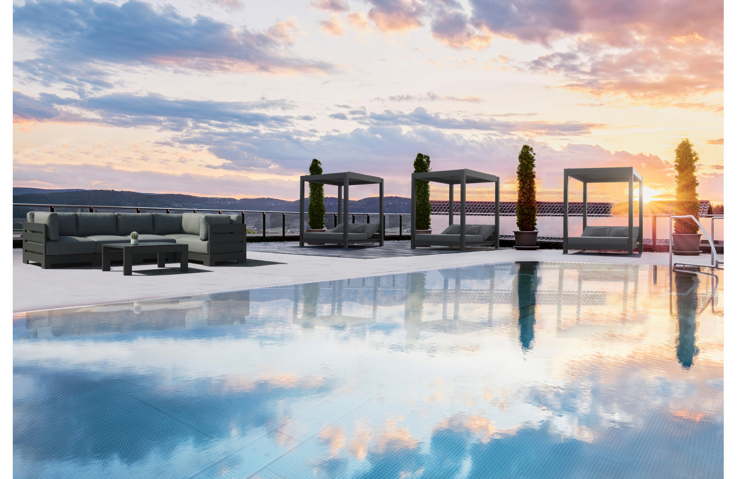 Ліжко з навісом (жалюзі) з подшками COUTURE SKY 91962520-A / ANTHRACITE