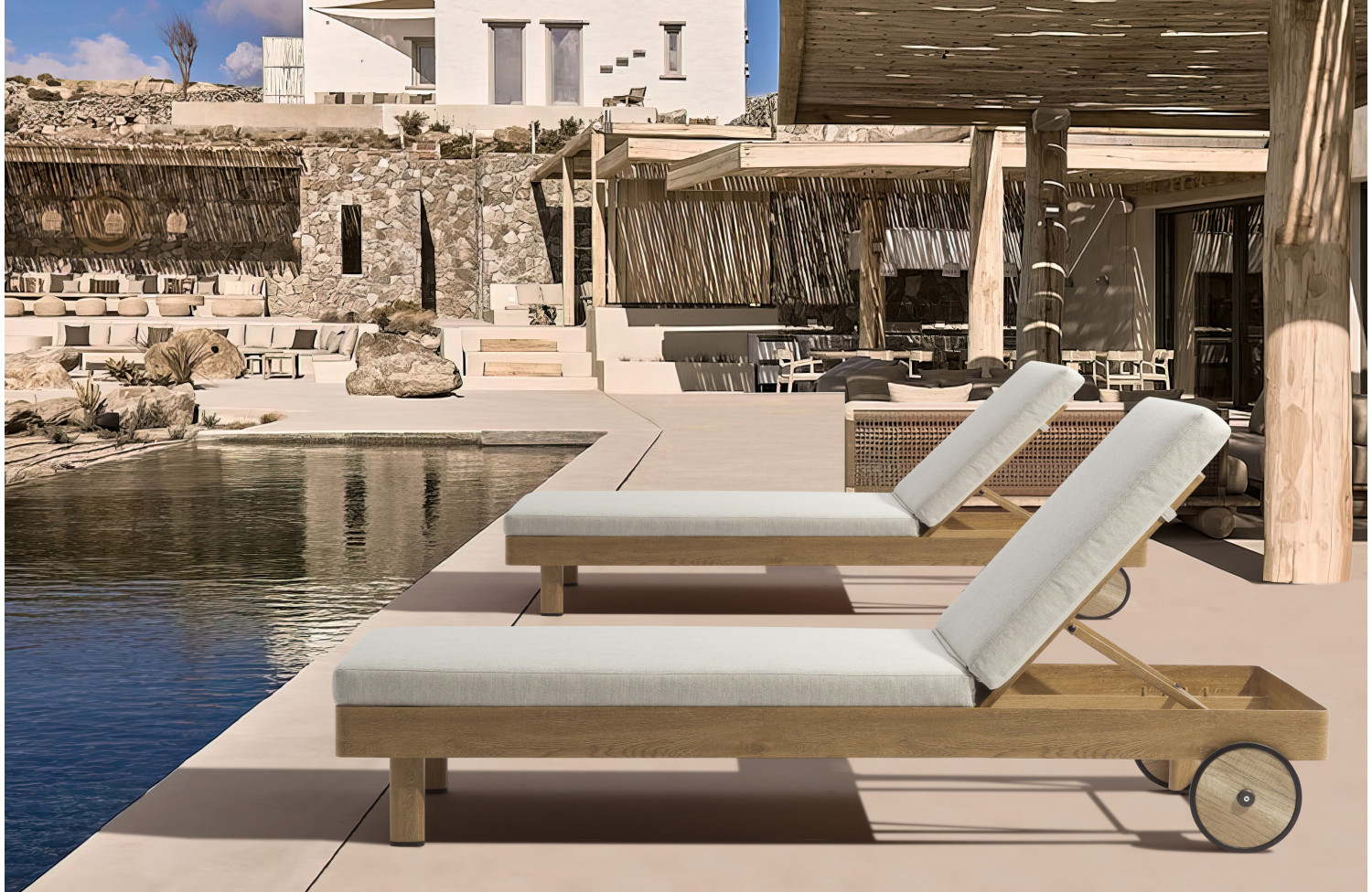 Шезлонг на колісч. (з подушками) COUTURE LOUNGE 92415510 / NATURAL