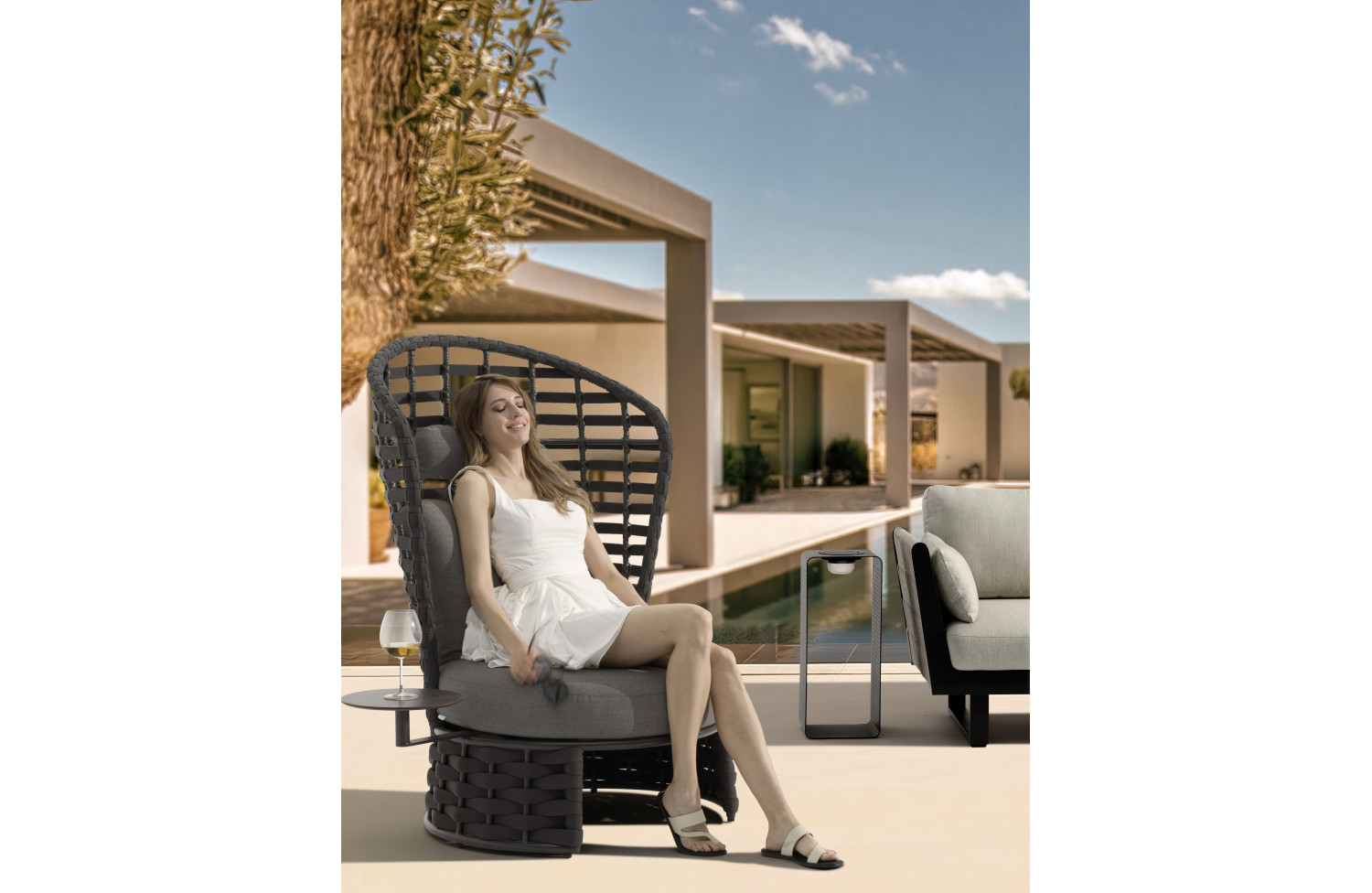 Крісло з високою спинкою (з подушками) COUTURE NOBLE 92519530 / ANTHRACITE