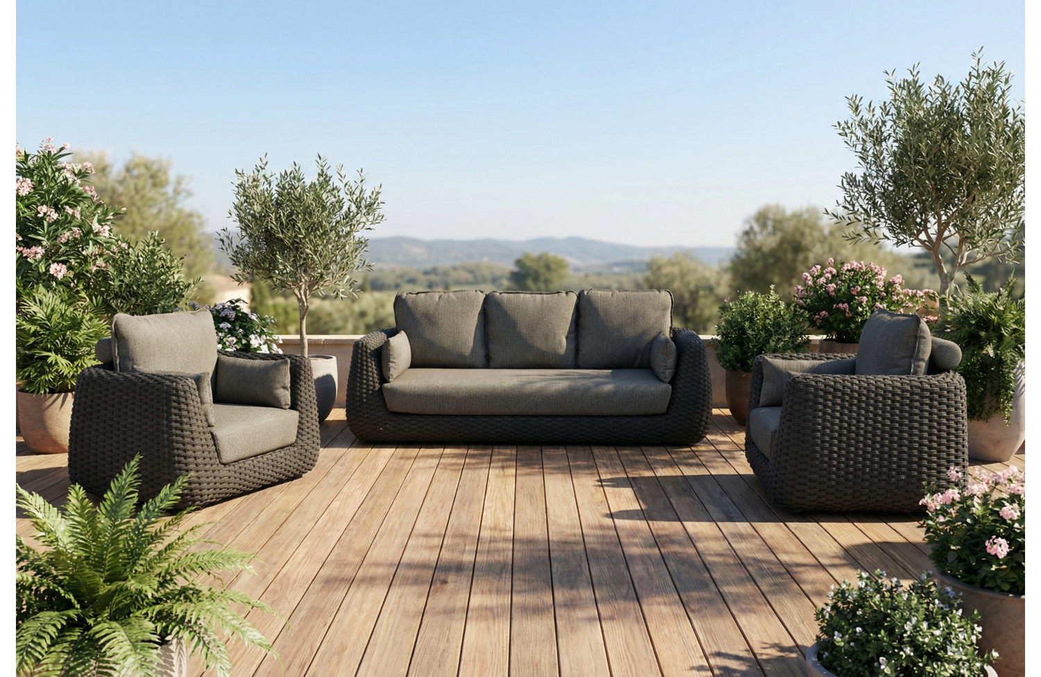 Lounge armchair (with cushions) ALLEGRA AL 01G / ANTHRACITE