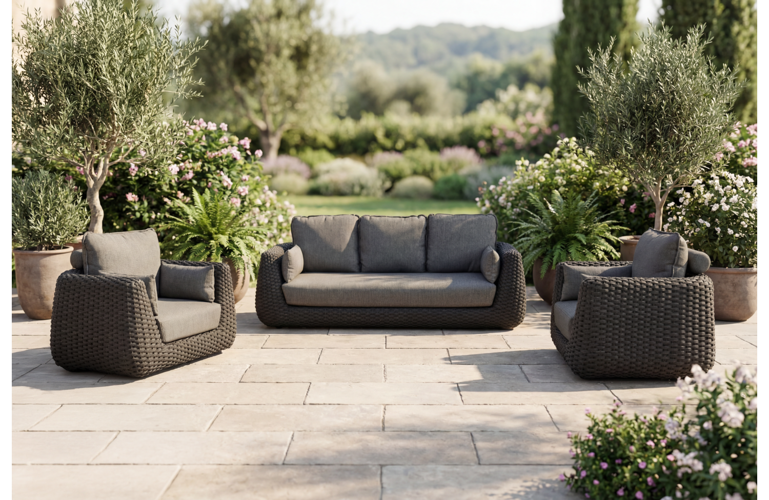 Lounge armchair (with cushions) ALLEGRA AL 01G / ANTHRACITE