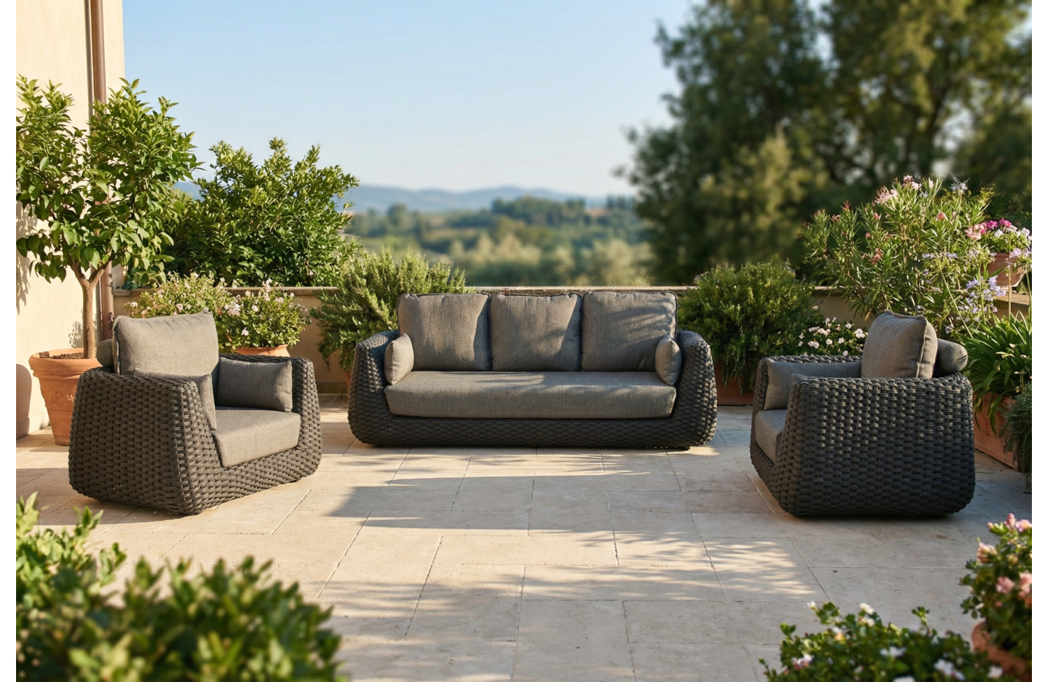 Sofa 3-osobowa (z poduszkami) ALLEGRA AL 02G / ANTRACYT