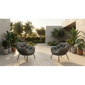 Lounge armchair S (with cushions) ALLEGRA EGG AL 13G / ANTHRACITE