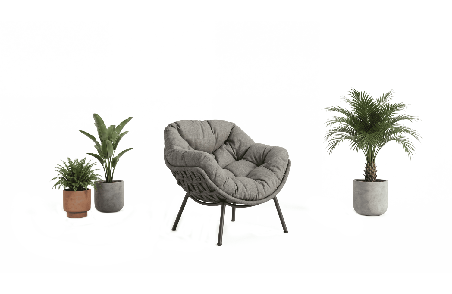 Lounge armchair S (with cushions) ALLEGRA EGG AL 13G / ANTHRACITE