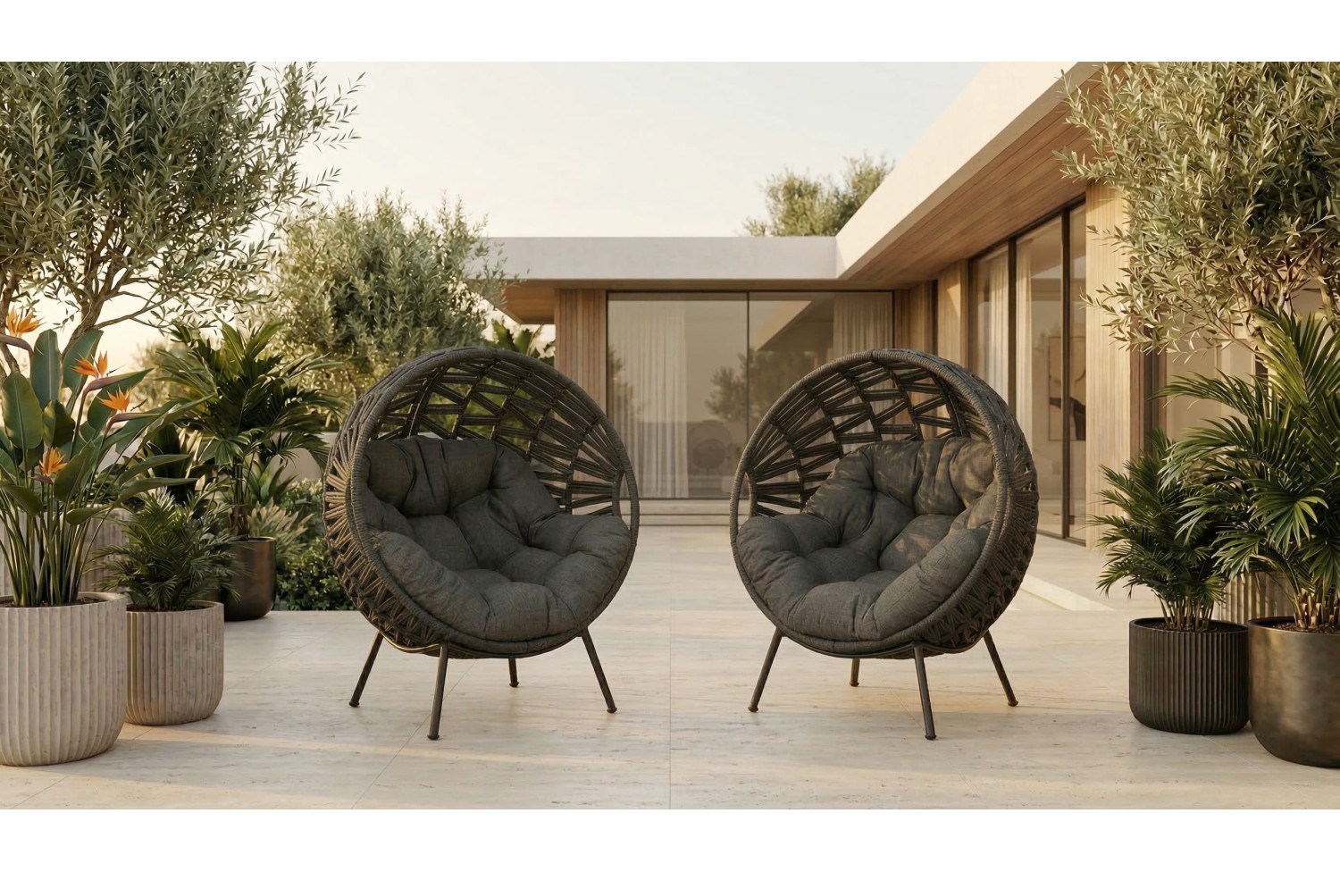 Lounge armchair large (L) (with cushions) ALLEGRA EGG AL 14G / ANTHRACITE