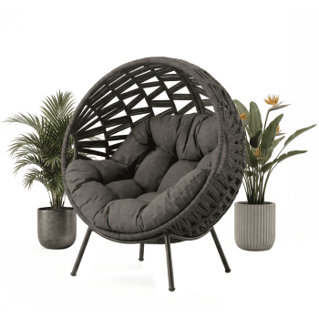 Lounge armchair large (L) (with cushions) ALLEGRA EGG AL 14G / ANTHRACITE
