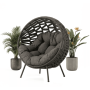 Lounge armchair large (L) (with cushions) ALLEGRA EGG AL 14G / ANTHRACITE