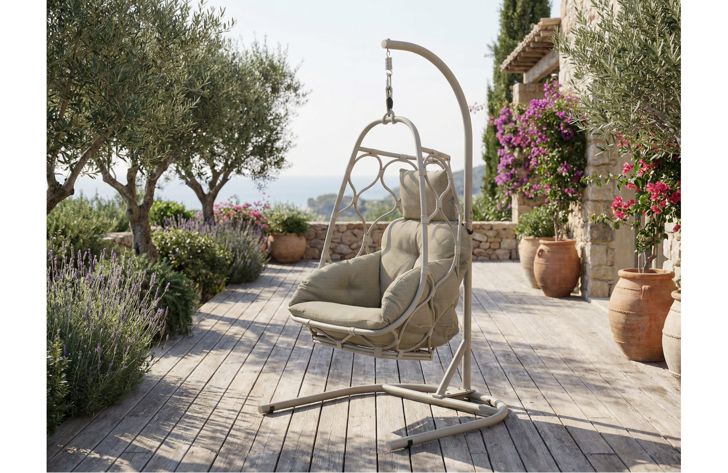 Hanging chair (with cushions) ALLEGRA AL 12T / TAUPE