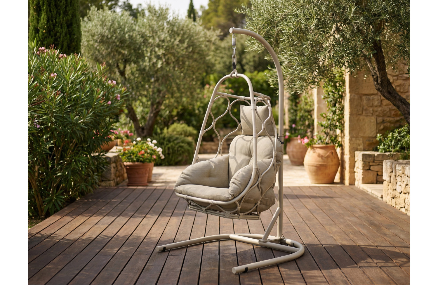Hanging chair (with cushions) ALLEGRA AL 12T / TAUPE
