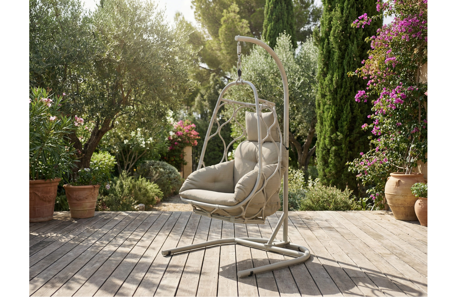 Hanging chair (with cushions) ALLEGRA AL 12T / TAUPE