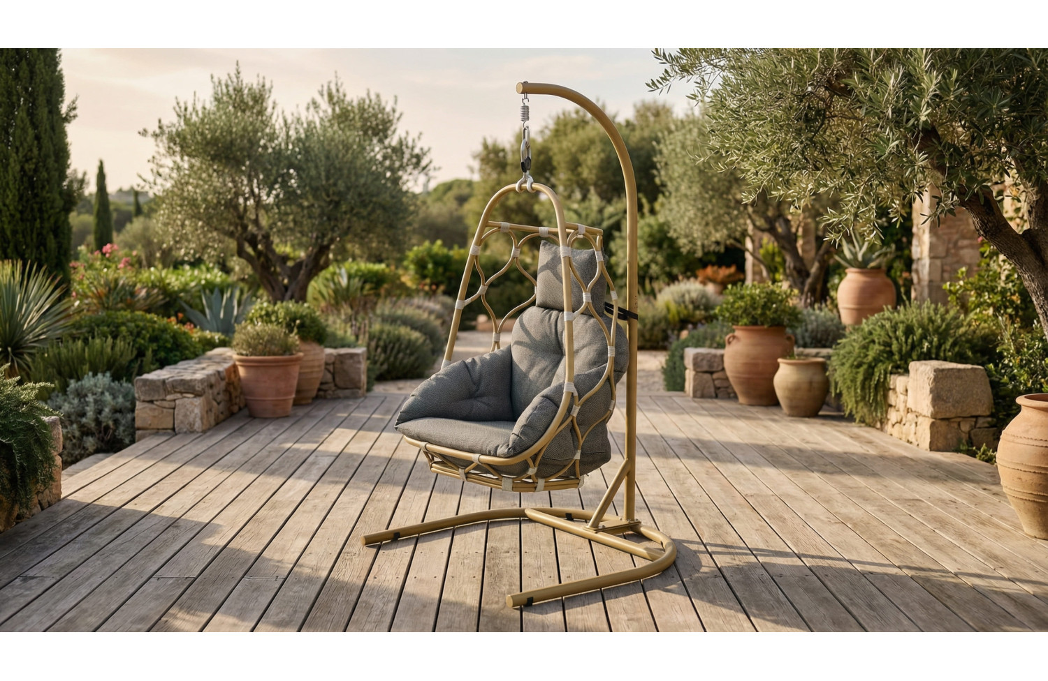 Hanging chair (with cushions) ALLEGRA AL 12N / NATURAL