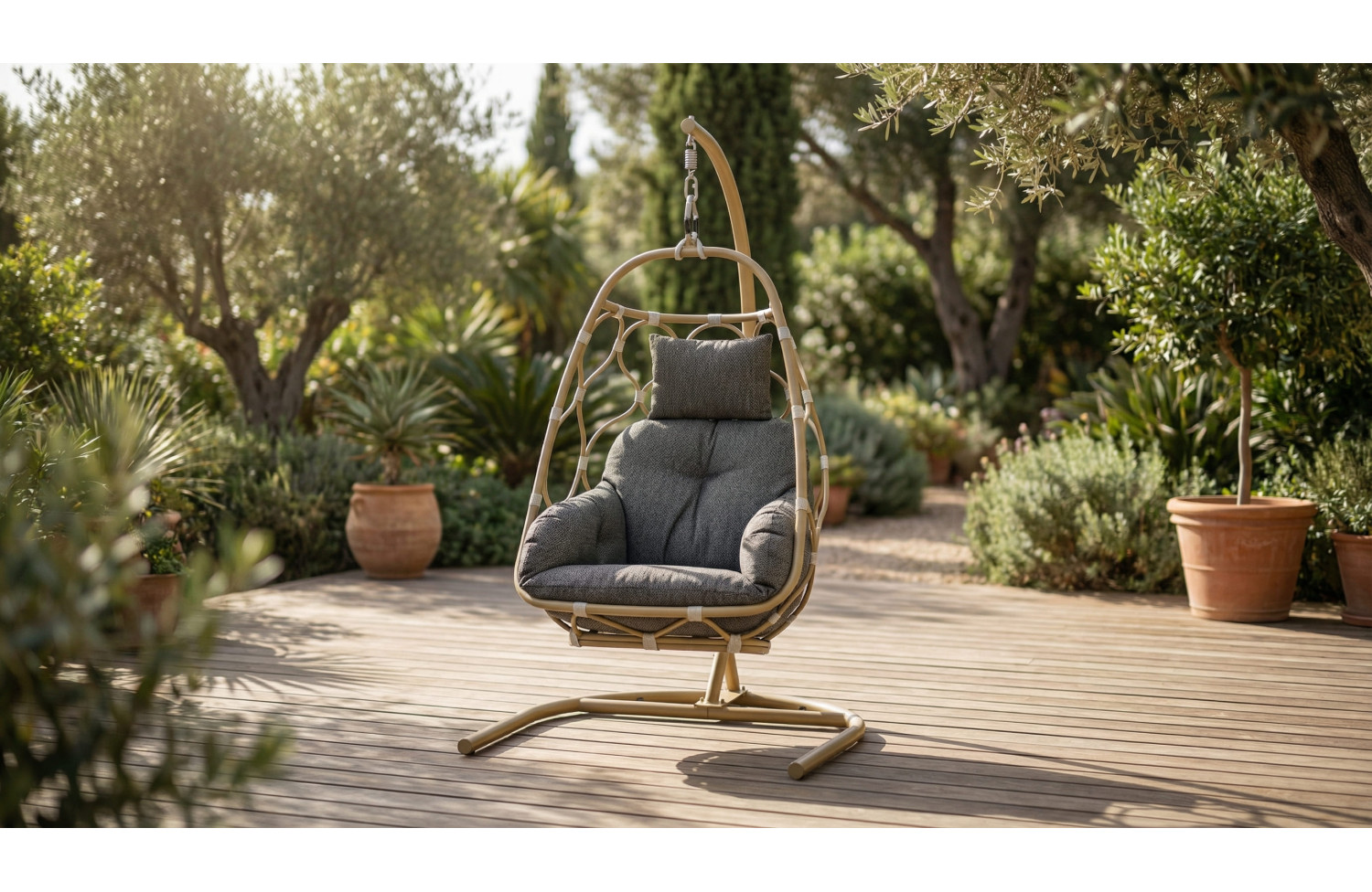 Hanging chair (with cushions) ALLEGRA AL 12N / NATURAL