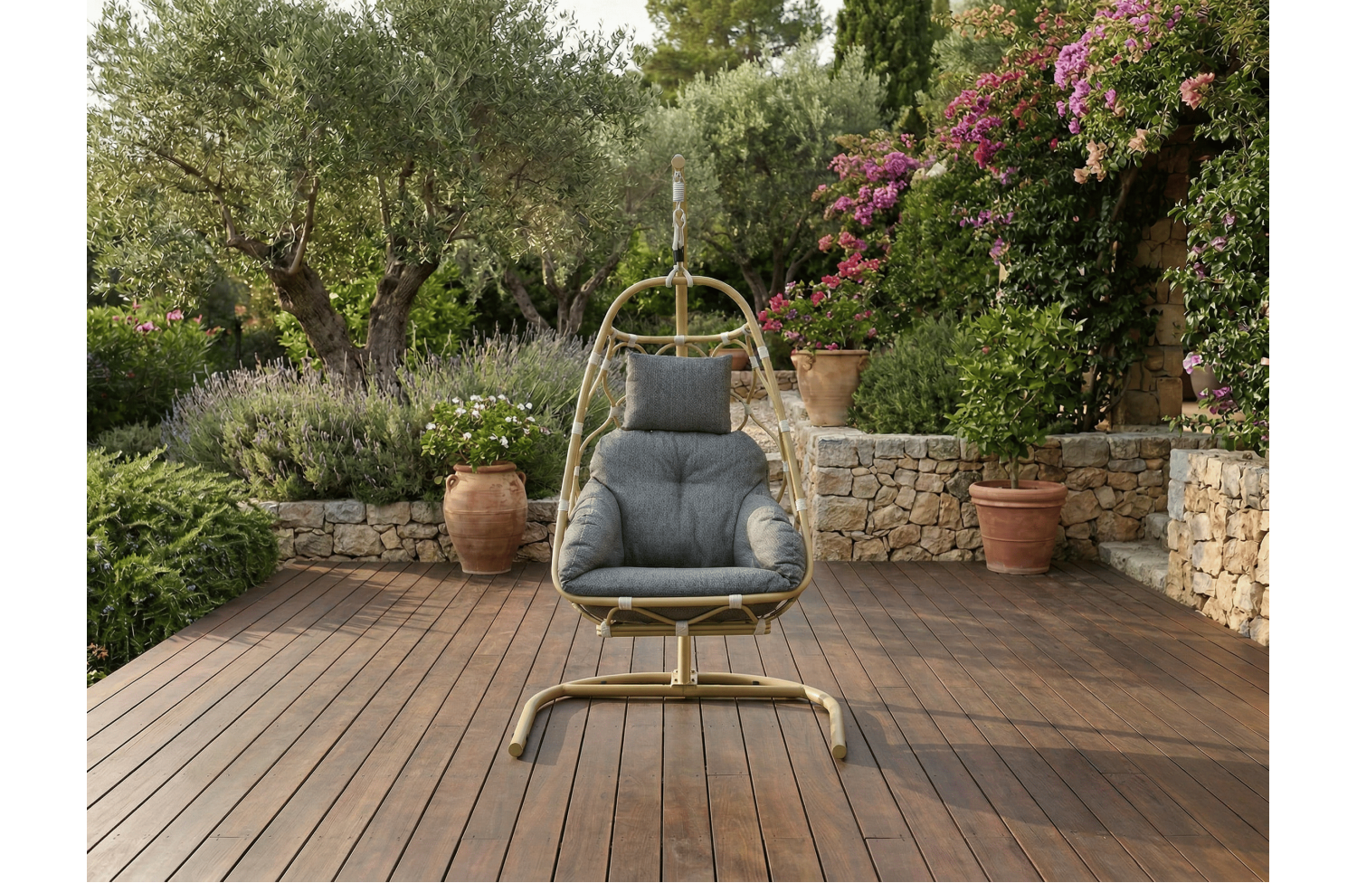 Hanging chair (with cushions) ALLEGRA AL 12N / NATURAL