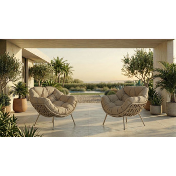 Lounge armchair (with cushions) - S ALLEGRA EGG AL 13T / TAUPE