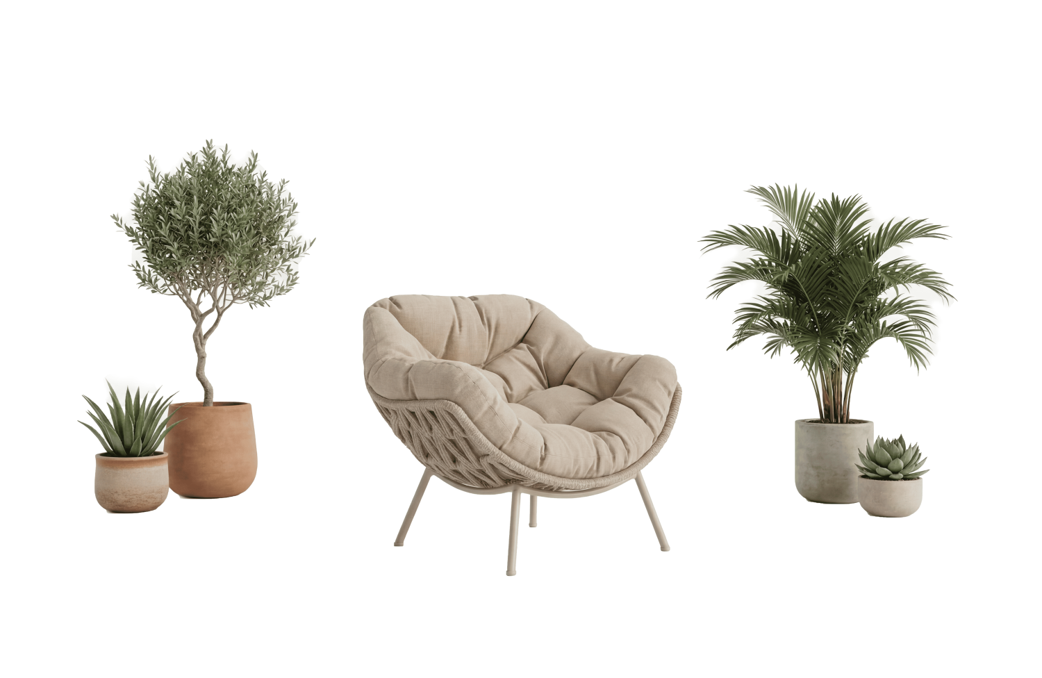 Lounge armchair (with cushions) - S ALLEGRA EGG AL 13T / TAUPE