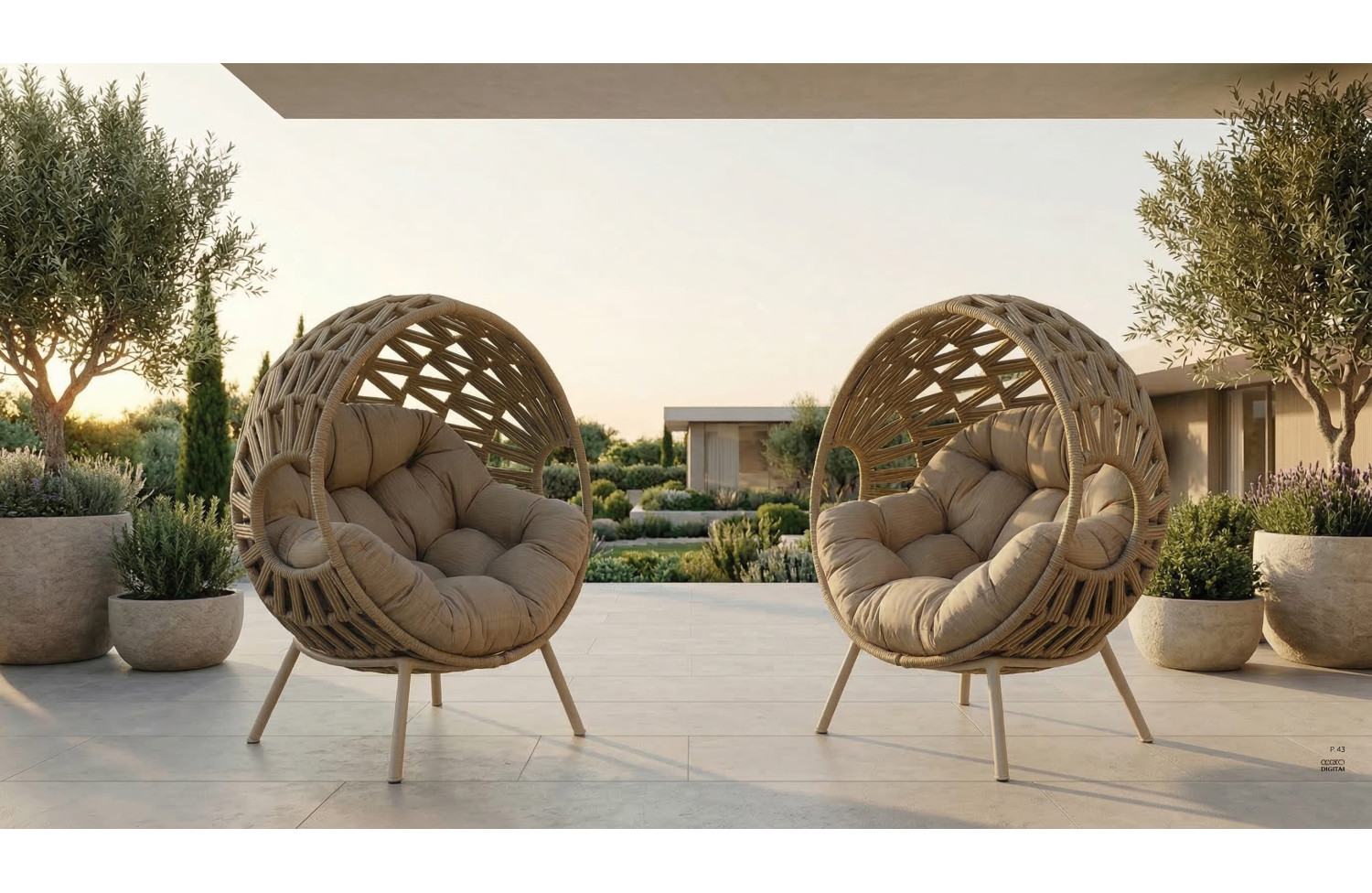 Lounge armchair (with cushions) - L ALLEGRA EGG AL 14T / TAUPE