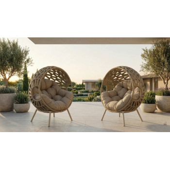 Lounge armchair (with cushions) - L ALLEGRA EGG AL 14T / TAUPE