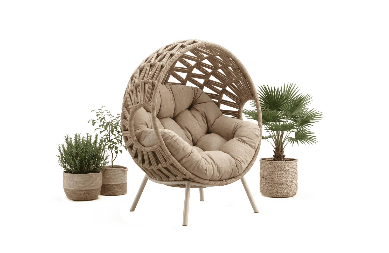 Lounge armchair (with cushions) - L ALLEGRA EGG AL 14T / TAUPE