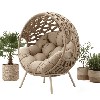 Lounge armchair (with cushions) - L ALLEGRA EGG AL 14T / TAUPE