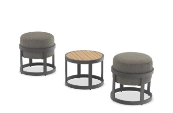 2-footrest set (with cushions) + table LAGOM TOTEM-3 Lm 14G / ANTHRACITE