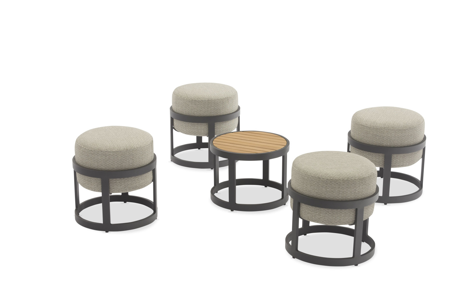 4-footrest set (with cushions) + table LAGOM TOTEM-5Lm 15G / ANTHRACITE